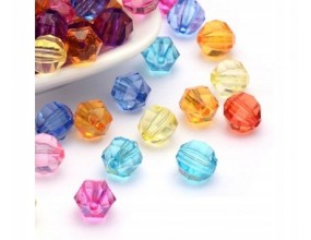 Koraliki Akryl Szlifowane Fasetowane 10mm Mix 20sz