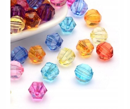 Koraliki Akryl Szlifowane Fasetowane 10mm Mix 20sz