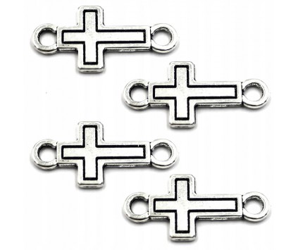 ŁĄCZNIK KRZYŻ KRZYŻYK DO BRANSOLETEK BIŻUTERII MEAL 22x11mm 4szt