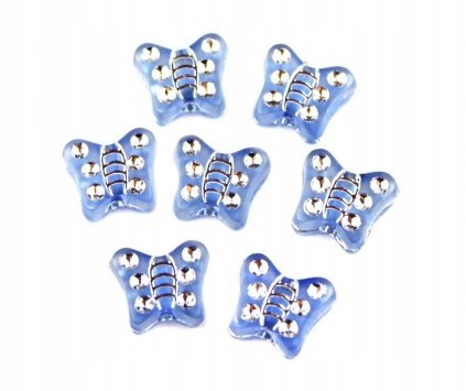 Koraliki motylki akrylowe 9mm niebieskie 20 sztuk