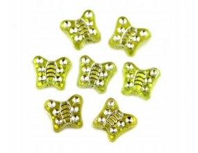 Koraliki motylki akrylowe 9mm żółte 20 sztuk