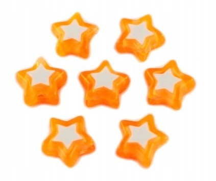 KORALIKI GWIAZDKI akrylowe 9mm pomarańcz 10 sztuk