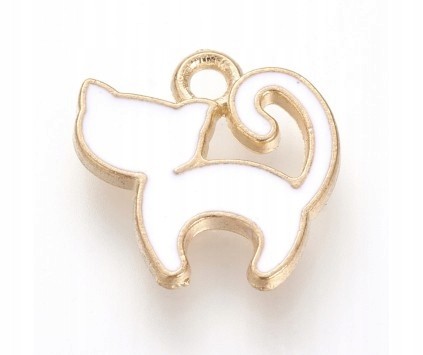 Zawieszka emaliowana KOTEK charms 12x13x1mm biały