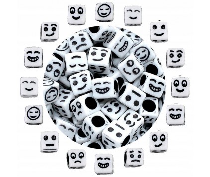 Koraliki modułowe EMOTKI 6x6mm 100szt MIX EMOJI