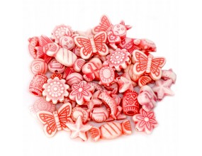 Koraliki Akrylowe Pastelowe Mix 50szt Czerwone