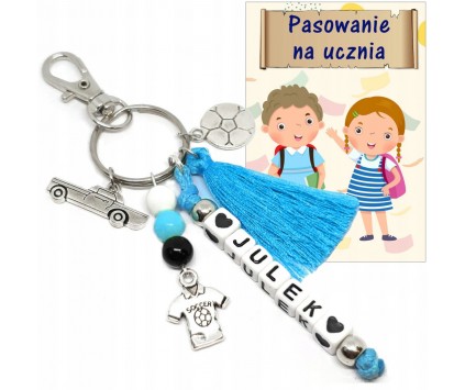 BRELOK IMIE PREZENT NA PASOWANIE NA UCZNIA ŚLUBOWANIE PAMIĄTKA UCZEŃ