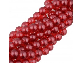 Koraliki szklane GWIEZDNY PYŁ sznur 8mm 50szt czerwony
