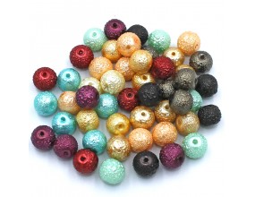 KORALIKI PERŁY GNIECIONE szklane 8mm mix 50szt