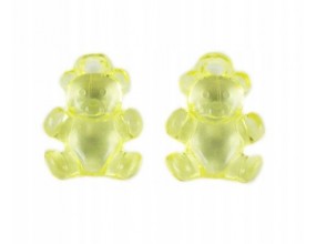 KORALIKI ZAWIESZKI MIŚ akrylowe 21x15mm 4szt żół.
