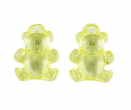 KORALIKI ZAWIESZKI MIŚ akrylowe 21x15mm 4szt żół.