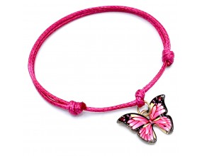 Bransoletka sznurkowa celebrytka różowy motylek