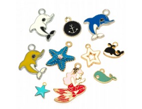Zawieszka Emaliowana MORSKIE Charms mix 10szt RYBA