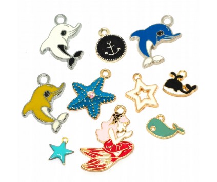 Zawieszka Emaliowana MORSKIE Charms mix 10szt RYBA