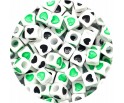 KORALIKI SERCA KOSTKI zielone czarne 7mm 20szt
