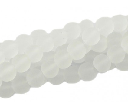 KORALIKI MROŻONE SZNUR 8mm SZKLANE 52szt mleczne