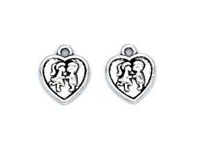 Zawieszka metal CHARMS Serce Dzieci 15x12mm 2szt