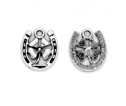 Zawieszka CHARMS Podkowa Koniczyna 17x15mm 2szt