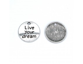 Zawieszka CHARMS Live your dream 20x20mm Metal 1szt