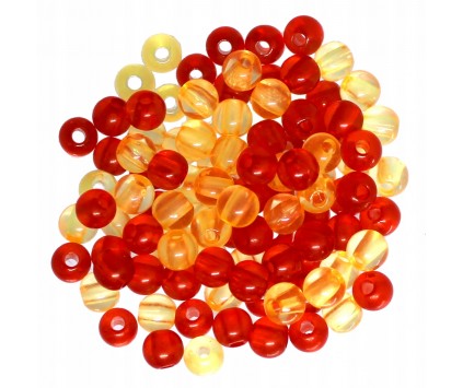 Koraliki kuleczki akrylowe 6mm pomarańcz-czer 60sz