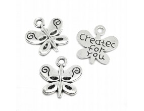 Zawieszka metalowa charms MOTYLEK 13x13mm 3szt