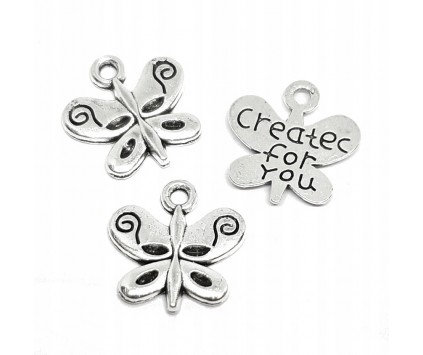 Zawieszka metalowa charms MOTYLEK 13x13mm 3szt