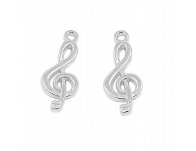 Zawieszka metalowa charms KLUCZ WIOLINOWY 26x10mm 2szt
