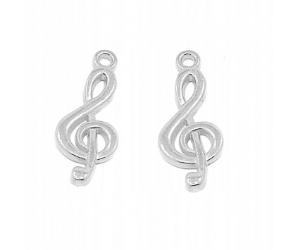 Zawieszka metalowa charms KLUCZ WIOLINOWY 26x10mm 2szt