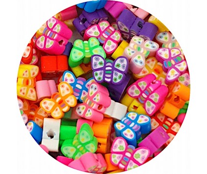 KORALIKI FIMO MOTYLE MOTYLKI MASA FIMO mix 20szt