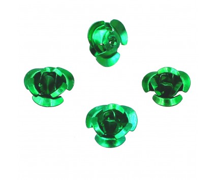 Koraliki różyczki aluminiowe zielone