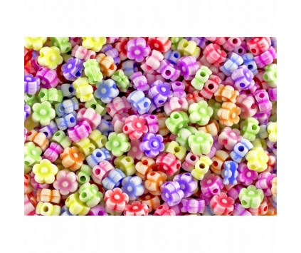 KORALIKI KWIATKI AKRYLOWE 6MM MIX 60 SZTUK