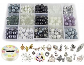 ZESTAW DO BRANSOLETEK KORALIKI SZKLANE 8mm prezent