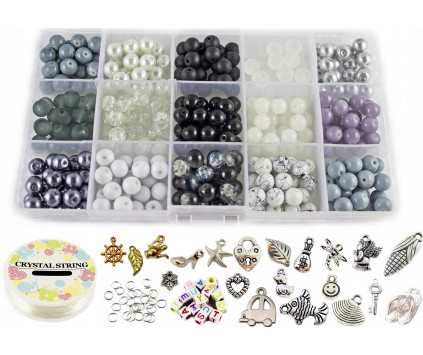 ZESTAW DO BRANSOLETEK KORALIKI SZKLANE 8mm prezent