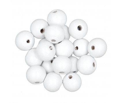 Koraliki Drewniane Naturalne Kule 10mm Białe 20szt