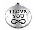 Zawieszka charms metalowa I LOVE YOU 24x27mm 1szt