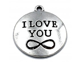 Zawieszka charms metalowa I LOVE YOU 24x27mm 1szt