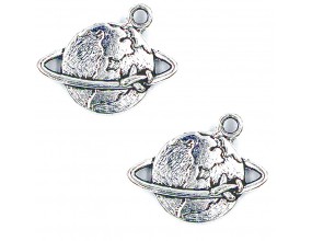 Zawieszka metalowa charms ZIEMIA PLANETA 20mm 2szt