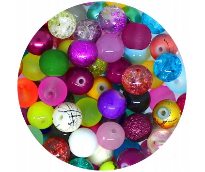 KORALIKI SZKLANE KULE 8mm MIX ZESTAW RÓŻNE 50szt