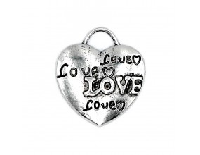 Zawieszka metalowa charms SERCE LOVE 23x21mm 1szt