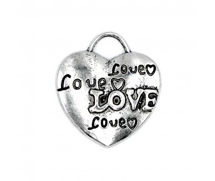 Zawieszka metalowa charms SERCE LOVE 23x21mm 1szt