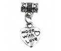 Zawieszka charms MADE WITH LOVE 9x21mm 1szt