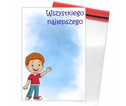 KARTECZKA OPAKOWANIE ŻYCZENIA + CELOFAN ZESTAW 4sz