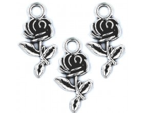 Zawieszka metalowa charms RÓŻA 21x10mm 3szt