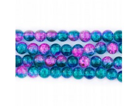 Koraliki SZKLANE CRACKLE 8mm SZNUR 52szt dwubarwne