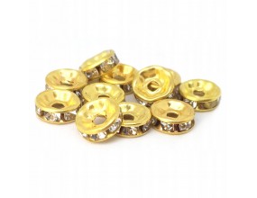 PRZEKŁADKI Z CYRKONIAMI CRISTAL ZŁOTY 8mm 10szt
