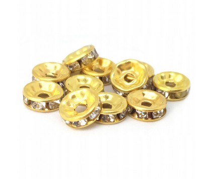 PRZEKŁADKI Z CYRKONIAMI CRISTAL ZŁOTY 8mm 10szt