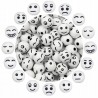 Koraliki EMOTKI buźki SMILE kule 8mm 20szt Białe