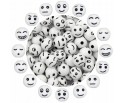 Koraliki EMOTKI buźki SMILE kule 8mm 20szt Białe
