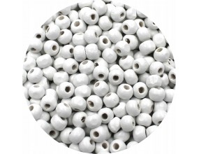 KORALIKI DREWNIANE DO BIŻUTERII BIAŁE 6mm 150szt