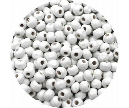KORALIKI DREWNIANE DO BIŻUTERII BIAŁE 6mm 150szt