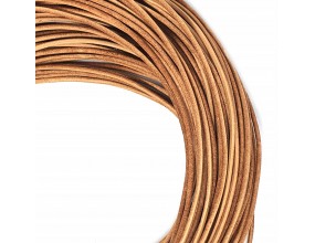 RZEMIEŃ Naturalny Skórzany Okrągły Brąz 2mm 1m MAT